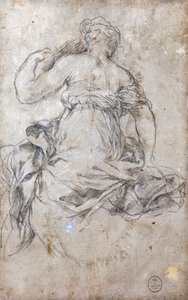 Weibliche Figur, Studie für das Silberzeitalter-Fresko von Pietro da Cortona