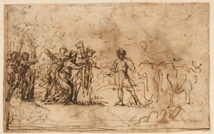 Cincinnatus vom Feld gerufen, Studie für die "Storia di Cincinnato," Galerie der Villa Sacchetti (jetzt Chigi), Castelfusano von Pietro da Cortona