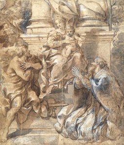 Madonna mit Kind, Johannes der Täufer und Papst Stephan