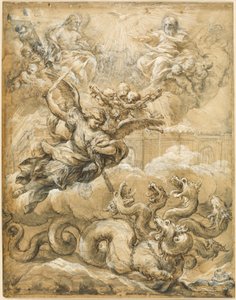Die Heilige Dreifaltigkeit mit dem Heiligen Michael, der den Drachen besiegt von Pietro da Cortona