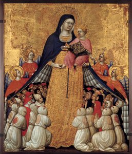 Die Jungfrau der Barmherzigkeit: Altarbild von Pietro da Recanati, bekannt als Pietro di Domenico da Montepulciano (aktiv 1418, gestorben zwischen 1427 und 1432)