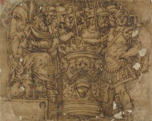 Mucius Scaevola steckt seine Hand in die Flamme vor Porsenna von Polidoro da Caravaggio