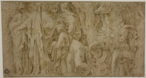 Geschichte von Niobe: Niobe empfängt Geschenke von Verehrern; Jugendlicher mit Pferd von Polidoro da Caravaggio