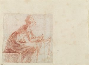 Sitzende Frau mit einem Stück Stoff [verso] von Polidoro da Caravaggio