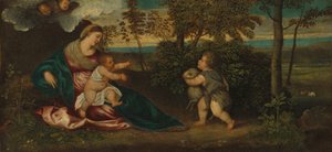 Madonna und Kind und der kleine Heilige Johannes in einer Landschaft, 1540-1550 von Polidoro da Lanciano