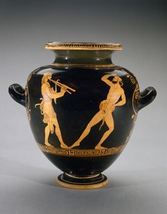 Rotfiguriger Stamnos mit Szene von Herkules mit Satyr, 440-420 v. Chr. von Polygnotos Polygnotos
