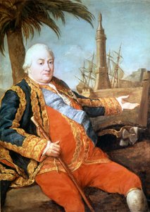 Porträt des Ritters Pierre André de Suffren von Saint Tropez (Saint-Trophez), Bailli von Suffren (1729-1788). Gemälde von Girolamo Pompeo Batoni (1708-1787). Museum der Schlösser von Versailles