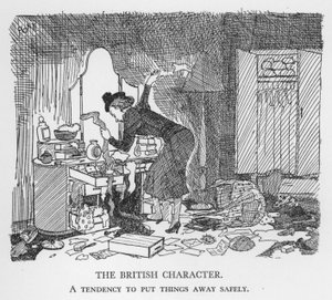 Der britische Charakter, Tendenz, Dinge sicher zu verstauen (Lithografie) von Pont