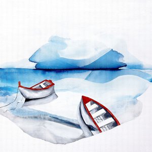 Rote Boote blauer See