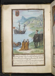 Illustration aus einer Geschichte der Wanderungen der Syon-Nonnen, zusammengestellt in Lissabon im frühen 17. Jahrhundert