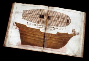 Schiffbau: Seite aus dem architektonischen Traktat (Livro de Tracas de Carpintaria) von Manuel Fernandez