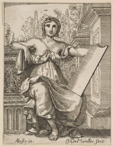 Sitzende Frau mit einem Tablet von Possibly by Jean Antoine de Maroulles