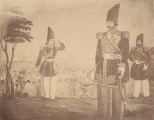 Eine persische Revue in einem Gemälde, das einst Ardeshir Mirza gehörte, Onkel des Königs von Possibly by Luigi Pesce.