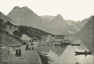 Mundal, am Fjaerlandsfjorden, Sogn, Norwegen, 1895 von Poulton and Co