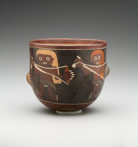 Schale dekoriert mit Männern beim Spinnen von Pre Columbian Pre Columbian