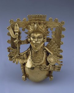 Glockenanhänger in Form eines Adlerkriegers von Pre Columbian