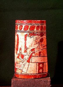 Zylindrische Vase, Maya, 7.-8. Jahrhundert von Pre Columbian Pre Columbian