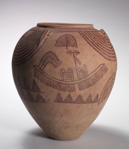 Dekorierte Vase mit Bootsszenen, mittlere vordynastische Periode, Naqada IIc-d Perioden, um 3300-3100 v. Chr.