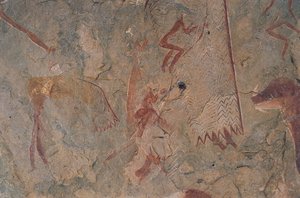 Menschliche und tierische Figuren (Höhlenmalerei) von Prehistoric Prehistoric