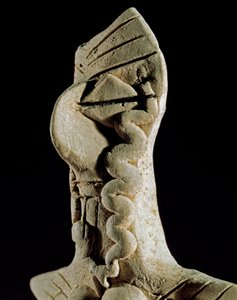 Prähistorisch: Frauenkopf. Tonstatuette aus Zentral-Turkmenistan (Region Gonur Tepe). 3000-2500 v. Chr., Bronzezeit Moskau, Institut für Archäologie der Russischen Akademie der Wissenschaften, Russland von Prehistoric Prehistoric