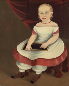 Kleines Mädchen mit Schiefertafel, ca. 1845