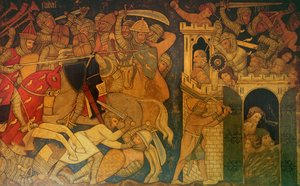 Schlacht zwischen Judas Makkabäus und Timotheus und der Fall von Maspha, Rekonstruktion eines Wandgemäldes ursprünglich in der Painted Chamber des Palace of Westminster