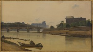 Le pont de la Concorde vu du quai de la Conférence, ca. 1830 von Prosper Barbot