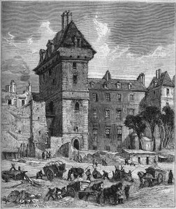 Ansicht des Turms von Jean Sans Peur (15. Jahrhundert), letztes Überbleibsel des Hôtel de Bourgogne, Paris