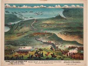 Kriegskarte der Balkanländer von Publisher Joseph Koehler New York