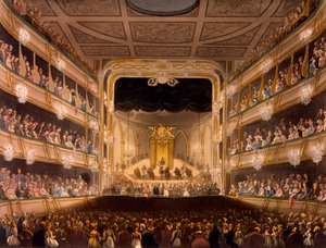 Covent Garden Theatre, aus Microcosm of London von R. Ackermann, 1808 von Pugin and Rowlandson