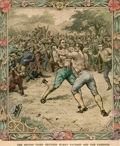 Der zweite Kampf zwischen Harry Paulson und Tom Paddock, 1851, spätes 19. oder frühes 20. Jahrhundert von Pugnis