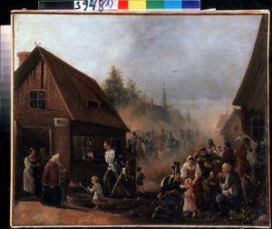 Szene aus dem Russisch-Französischen Krieg 1812. Gemälde von Pyotr Ilyich Baykov (1817-?) von Pyotr Baykov