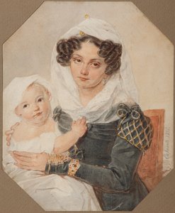 Porträt der Gräfin Maria Nikolajewna Wolkonskaja mit Sohn Nikolai, 1826 von Pyotr Fyodorovich Sokolov