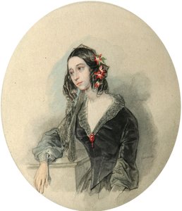 Porträt der Dichterin Jewdokija Rostoptschina, 1811-1858, 1846