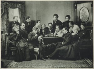 Anton Tschechow liest Die Möwe mit der Moskauer Künstlertheatergruppe, 1899 von Pyotr Petrovich Pavlov