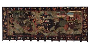 Zwölfteiliger Coromandel-Bildschirm, 18. Jahrhundert von Qing Dynasty Chinese School