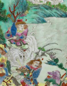 Detail von einem Paar kaiserlicher Famille-Rose-Vasen von Qing Dynasty   Jiaqing Period Chinese School