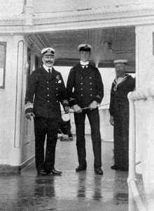 Kommodore Sir Archibald Milne 1855-1938 und sein Unterleutnant, Pipon, 1908