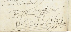 Unterschrift auf einem Brief von Elisabeth I. von England an Heinrich IV. von Frankreich, ca. 1596