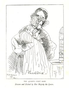 Frühestes bekanntes Bild von Victorias erster Tochter, damals die Prinzessin Royal, im Alter von 3 Monaten, mit ihrer Mutter von Queen Victoria
