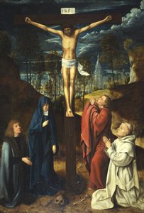 Christus am Kreuz zwischen der Jungfrau, dem Heiligen Johannes und zwei Stiftern von Quentin (workshop of) Massys or Metsys