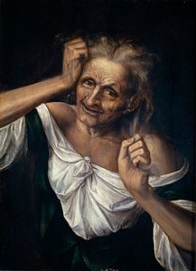 Alte Frau, die sich die Haare rauft