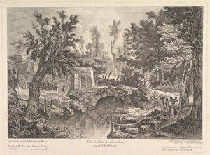 Ansicht der Lavandieres-Brücke am Bauernhaus, Mitte 18. Jahrhundert