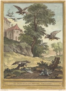 Die Geier und die Tauben von Quentin Pierre Chedel after Jean Baptiste Oudry