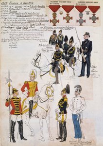 Gendarmen, Marinesoldaten und Offiziere des 3. Kavallerieregiments Erzherzog Maximilian, Uniformen des österreichischen Kaiserreichs