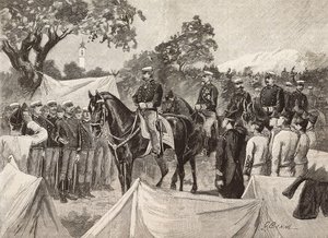 Umberto I. (1844-1900), König von Italien, mit einigen Offizieren, besucht Militärlager, 11. September von Quinto Cenni
