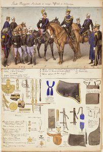 Uniformen des Generalstabs, Adjutanten und Offiziere des Königreichs Italien, Farbtafel von Quinto Cenni von Quinto Cenni