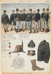 Uniformen der Alpini des Königreichs Italien, Farbtafel von Quinto Cenni