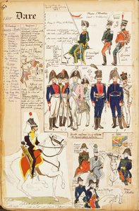 Verschiedene Uniformen, von Quinto Cenni, Farbtafel, circa 1815