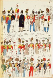 Verschiedene Uniformen von 1826 bis 1829, Farbtafel von Cenni Quinto